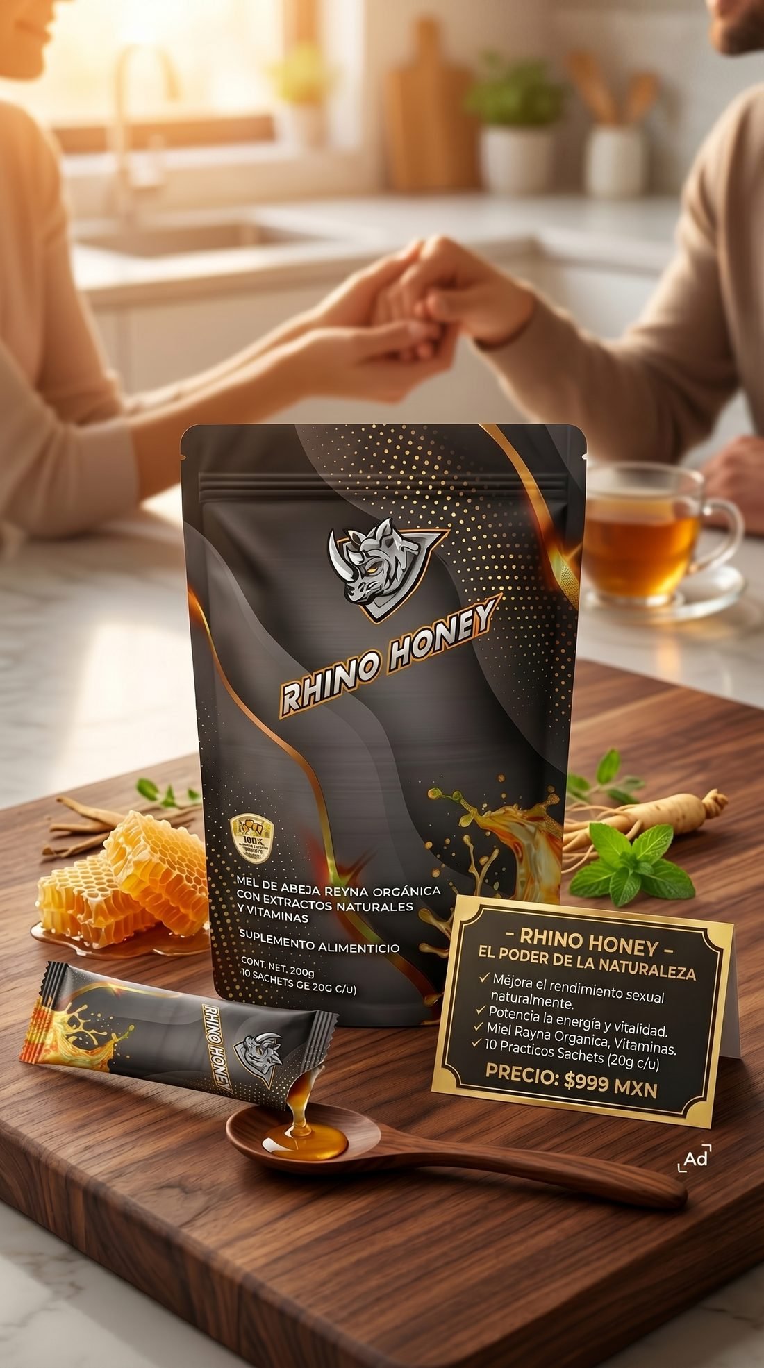 Rhino Honey — sobre de miel afrodisíaca orgánica
